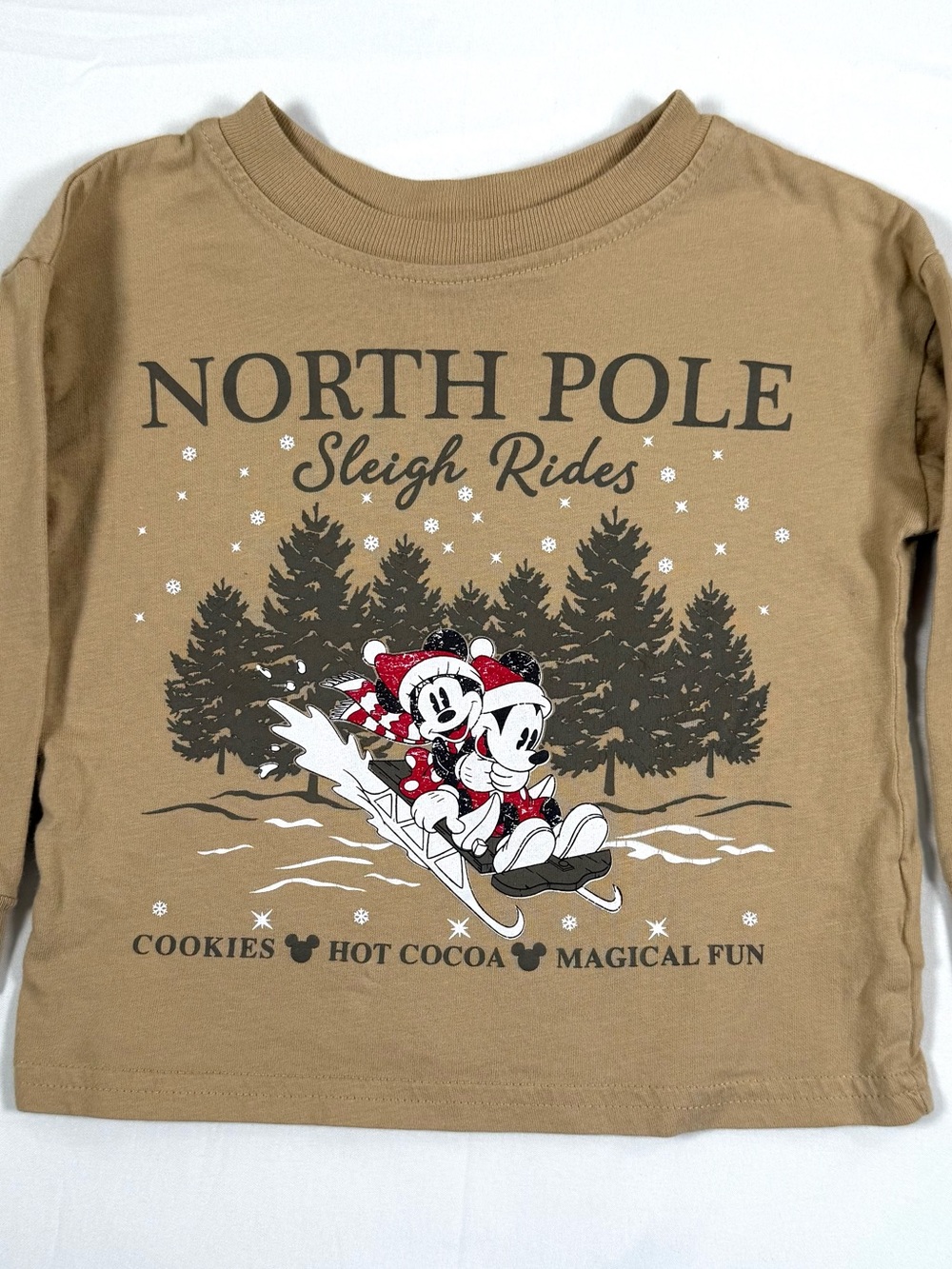 DISNEY JR Baby Mickey Minnie Christmas Shirt 12m North Pole Sleigh Rides Retro